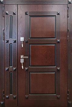 Входная полуторная дверь МДФ-панель/цвет орех РД-2531