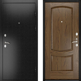 Входная стальная дверь РД-2366 отделка черный порошок и МДФ орех по цене от 17900 рублей