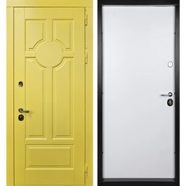 Яркая дверь МДФ отделка цвет жёлтый/белый РД-2626 термо по цене от 35100 рублей