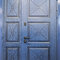 Металлическая дверь РД-2454 с двумя створками синий фрезерованный МДФ